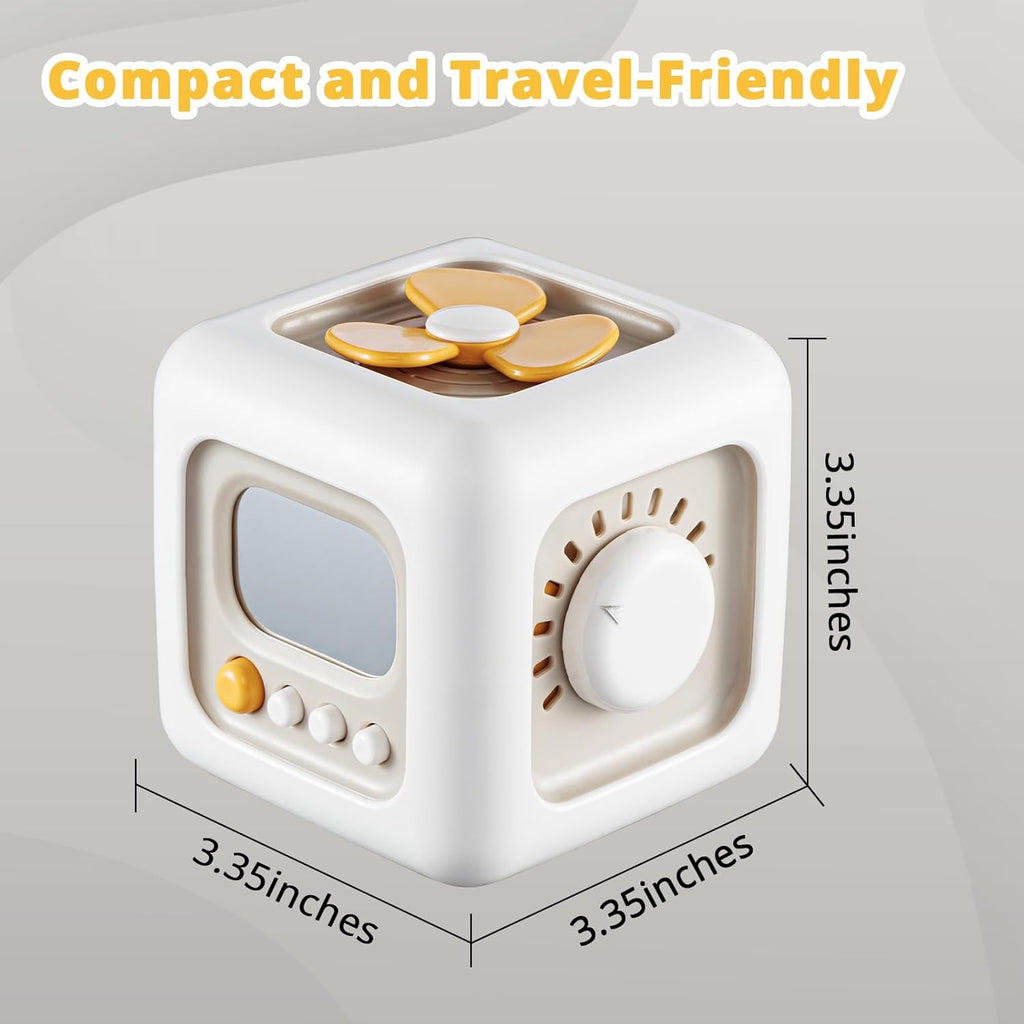 Dimensions of the 6 in 1 Smart Cube acitvity toy by Smartoon Kids.