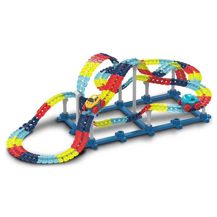 92-piece changeable race car track for kids.