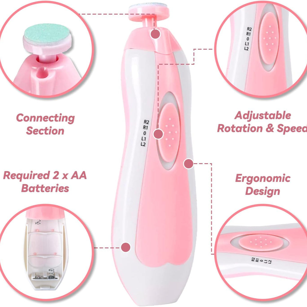 Infographic showing controls on the Baby Nail Trimmer. 