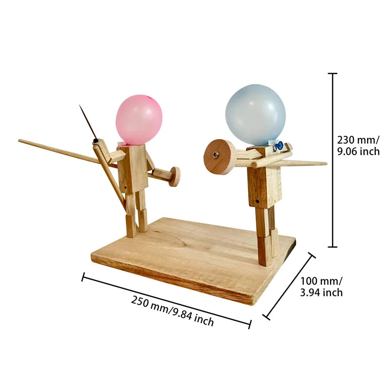 Dimensions of the wooden Balloon Popping Knights toy. 