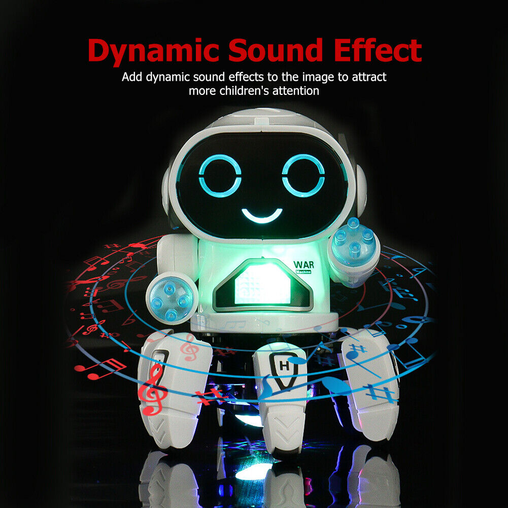 A robot toy with sound effects that keeps children's attention. 