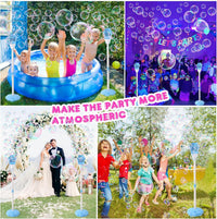 Torch-shaped bubble machine that creates great atmosphere during parties, birthdays, weddings, or children playdates.