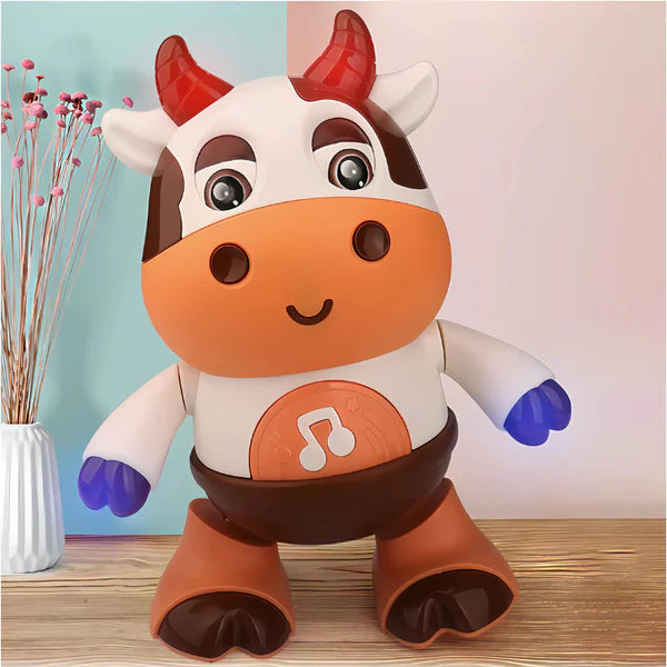 Disco Cow figure toy with lights, music, dancing moves, and eyes that roll.