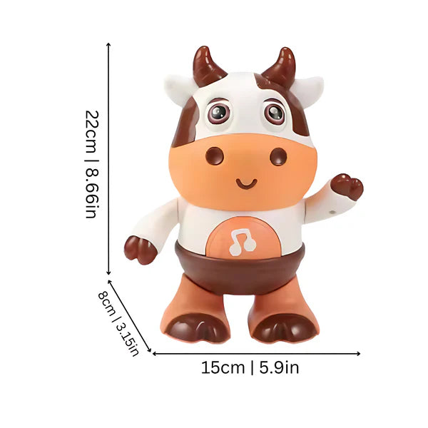 Dimensions of the Disco Cow toy by Smartoon Kids.