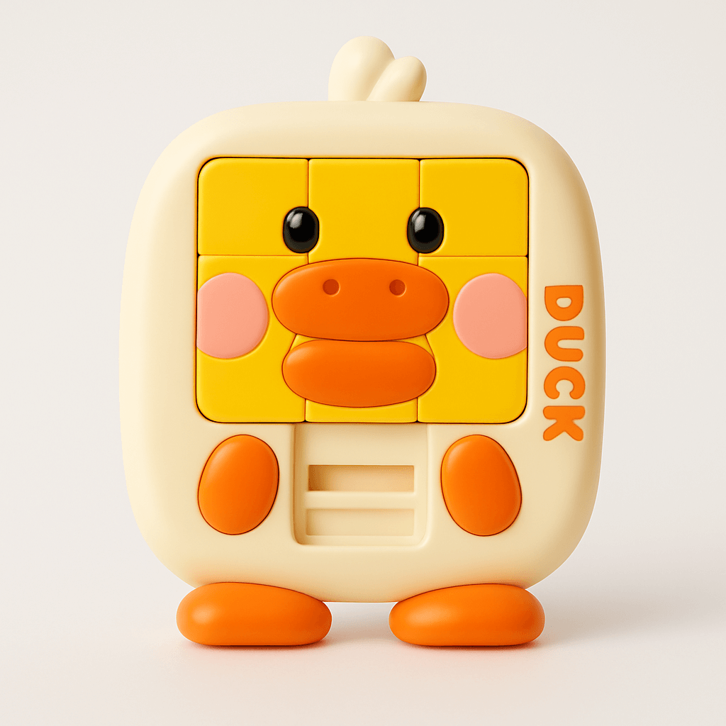 Plastic duck-shaped puzzle piece match toy for children, featured in the GoBag buddies set. 