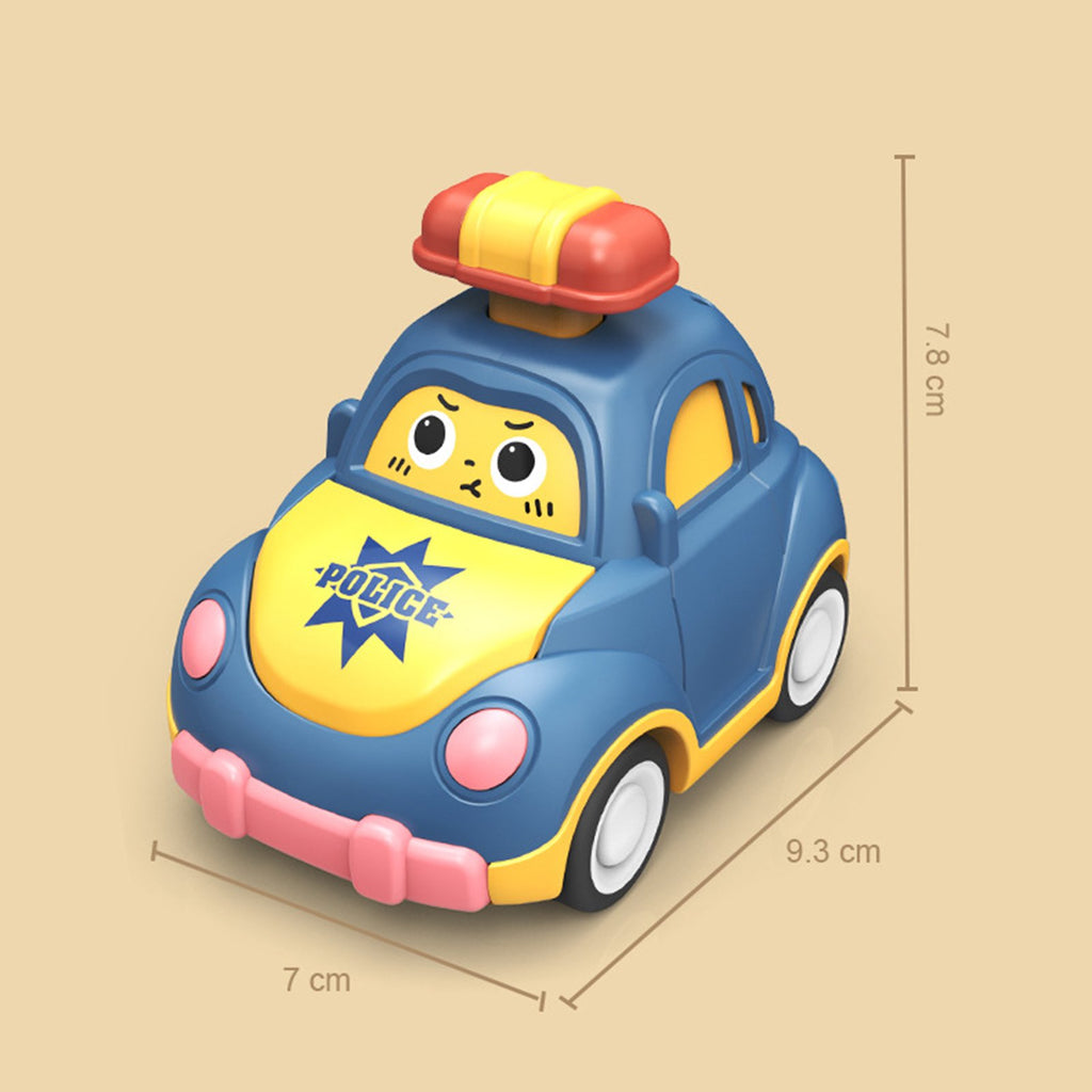 Dimension of a car featured in the 6 piece Hat Zoomers toy set.