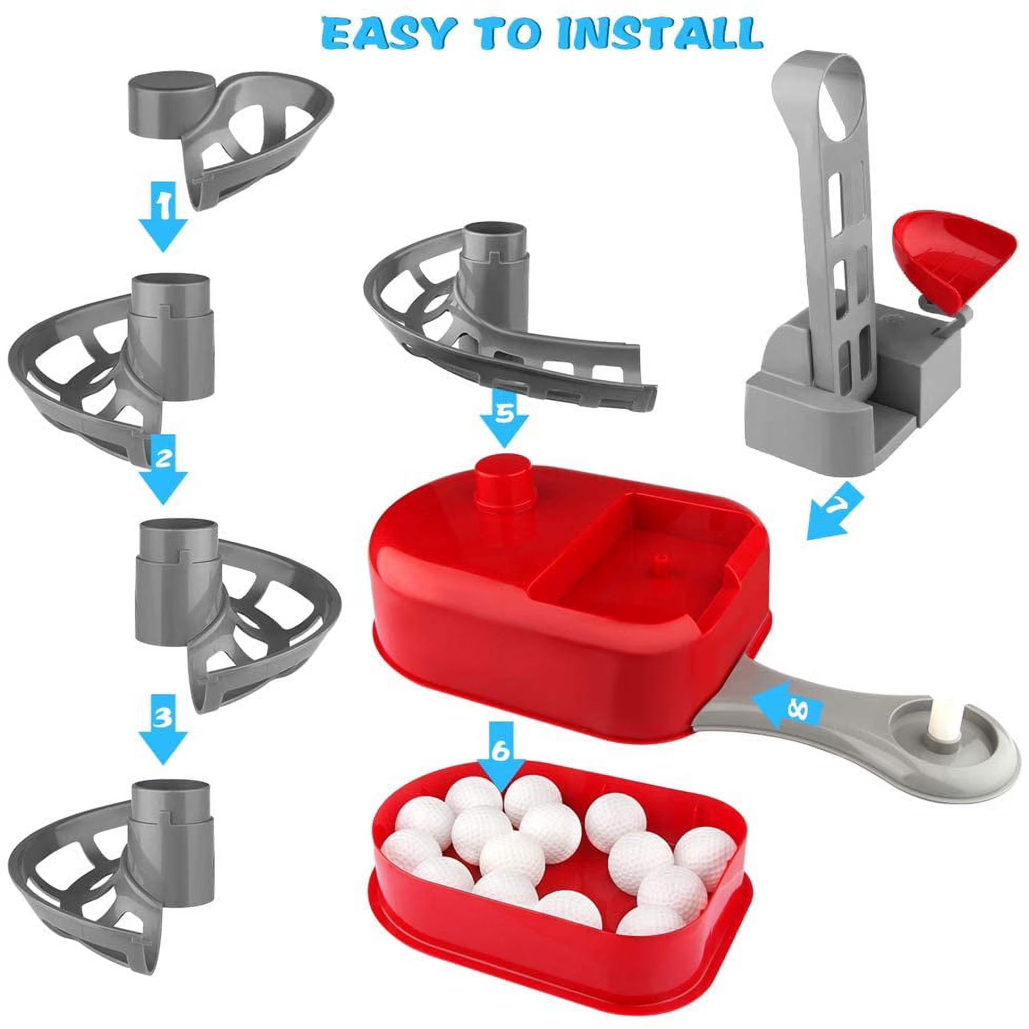 Instructions showing how to install base of the Junior Golf Coach toy.