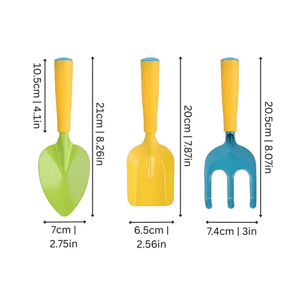 Dimensions of the Little Botanist Kit pieces.