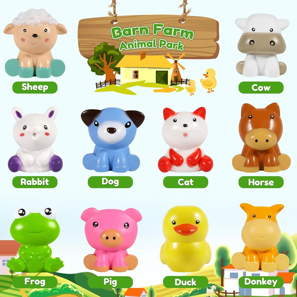 10 finger puppet animals featured in the Smart Farm toy set.